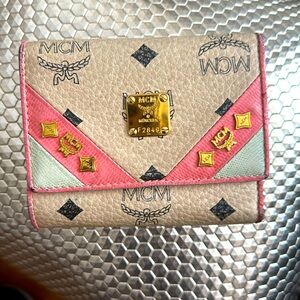MCM Women's Beige and Coral Wallet